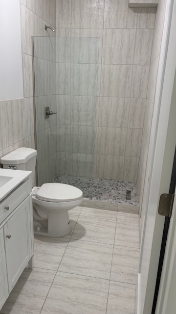 Updated bathroom tile and vanity